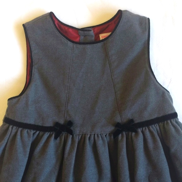 vintage gymboree fancy winter dress with velvet floral details 3T toddler girls - Picture 2 of 9